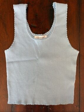 Juliana's Light Blue Ribbed Crop Tank Top